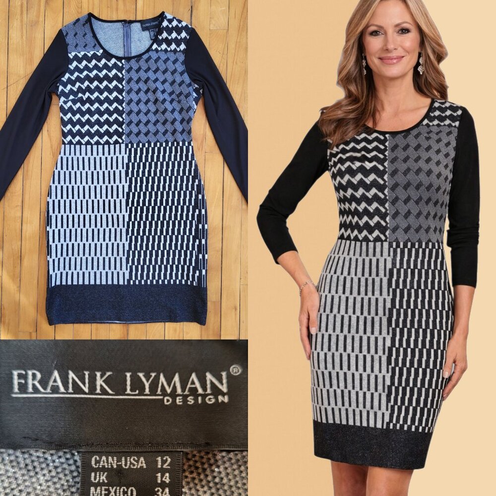 Frank Lyman Design Black‎ Silver Knit Dress